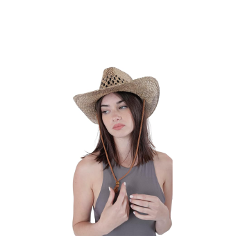Sombrero Western Unisex de Paja Natural – Estilo Vaquero para Disfraces y Fiestas