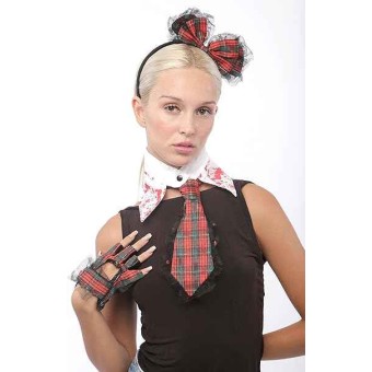 Pack de Diadema, Cuello, Corbata y Guante de Colejiala Zombie