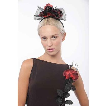 Pack de Diadema y Rosa con Mano de Esqueleto