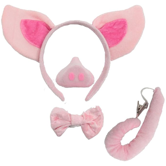 Set de Accesorios de Cerdito – Diadema, Nariz y Cola