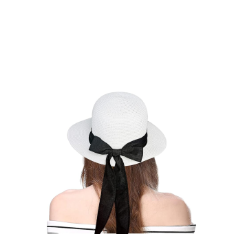 Pamela Visera de Paja para Mujer con Ala Ancha y Lazo Decorativo