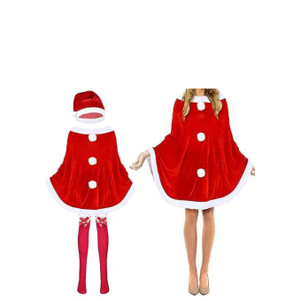 Mamá Noel Mujer-Poncho, Gorro y Medias Navideñas