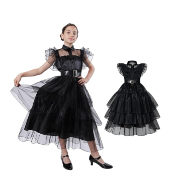Vestido de Gala Miércoles Infantil – Inspirado en la Familia Addams