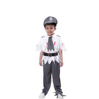 Disfraz de Policía Zombie para Niño - Traje Completo con Camiseta Ensangrentada y Accesorios