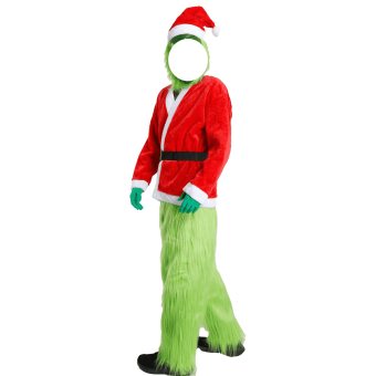 Disfraz Grinch, traje de monstruo verde, disfraz papa noel para Hombre Adulto