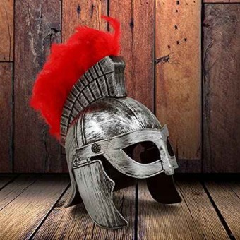 Casco Medieval de Espartano Griego con Ciruela Roja