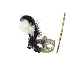 Máscara Veneciana con Vara Sostenedora – Estilo Clásico Barroco para Gala y Carnaval
