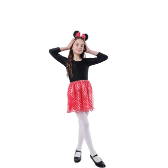 Tutú Rojo de Lunares y Diadema con Orejas al Estilo Minnie para Niña – Accesorio para Disfraces