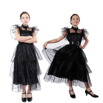 Vestido de Gala Miércoles Infantil – Inspirado en la Familia Addams