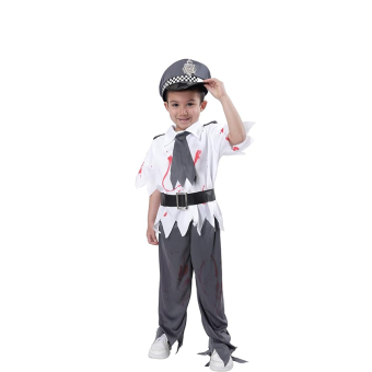 Disfraz de Policía Zombie para Niño - Traje Completo con Camiseta Ensangrentada y Accesorios