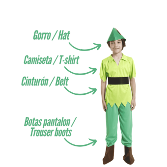 Disfraz Peter Pan para Niño o Niña, Traje Completo de Duende Verde