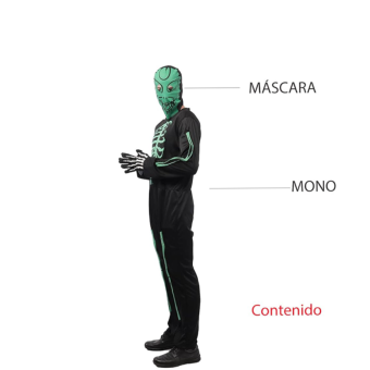 Disfraz Esqueleto Verde Neón Hombre