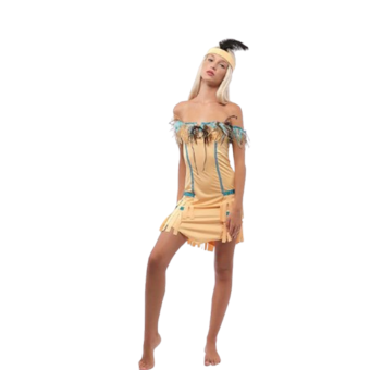 Disfraz de India Americana para Mujer con Flecos y Banda con Plumas