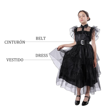 Vestido de Gala Miércoles Infantil – Inspirado en la Familia Addams