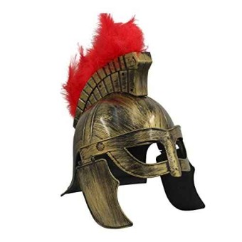 Casco Medieval de Espartano Griego con Ciruela Roja
