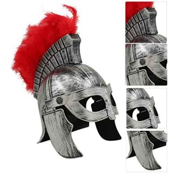 Casco Medieval de Espartano Griego con Ciruela Roja