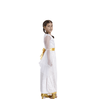 Disfraz Angel Niña, Disfraz Navidad, Angelito 3-12 años, 3Pcs pack Vestido Blanco Dorado, Halo y Calcetines