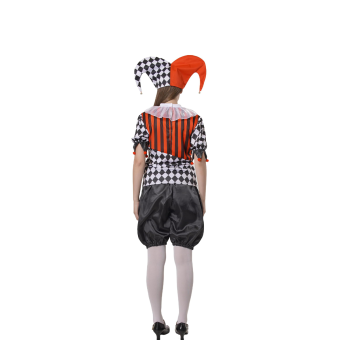 Disfraz de Arlequina Bufona Clásica – Mujer – Rojo y Negro – Halloween & Carnaval