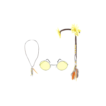 Pack de Accesorios Hippie - Gafas, Diadema y Collar Paz y Amor