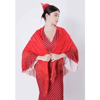 Mantón con Bordados de Sevillanas para Fiestas de Baile, Flamenco y Ferias