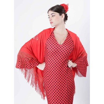 Mantón con Bordados de Sevillanas para Fiestas de Baile, Flamenco y Ferias