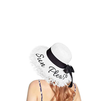 Sombrero Pamela de Paja para Mujer con Ala Ancha y Bordado "SUN PLEASE"