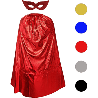 Capa Brillante con Antifaz para Niños y Niñas – Disfraz de Superhéroes 90 cm