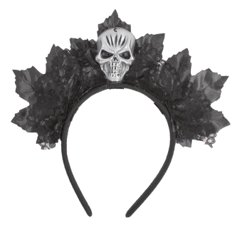 Pack Calavera, Mujer Elegante- Tutu Negro, Diadema y Rosa Decorativa