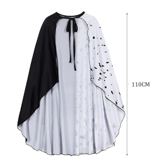 Capa Cruella de Vil para Mujer – Estilo Dálmata de 110 cm para Disfraz de Villana