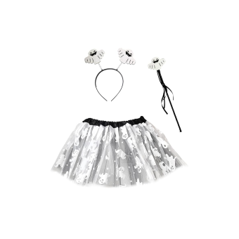 Pack infantil de fantasmas con tutú de 30 cm, diadema y varita mágica a juego