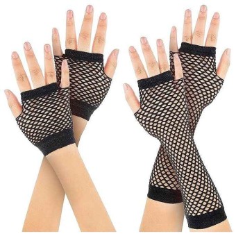4pcs Guantes de Rejilla Largos y Cortos para Niña y Mujer 