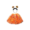 Pack disfraz infantil de calabaza con tutú naranja de 30 cm estampado y diadema con adorno de calabaza.
