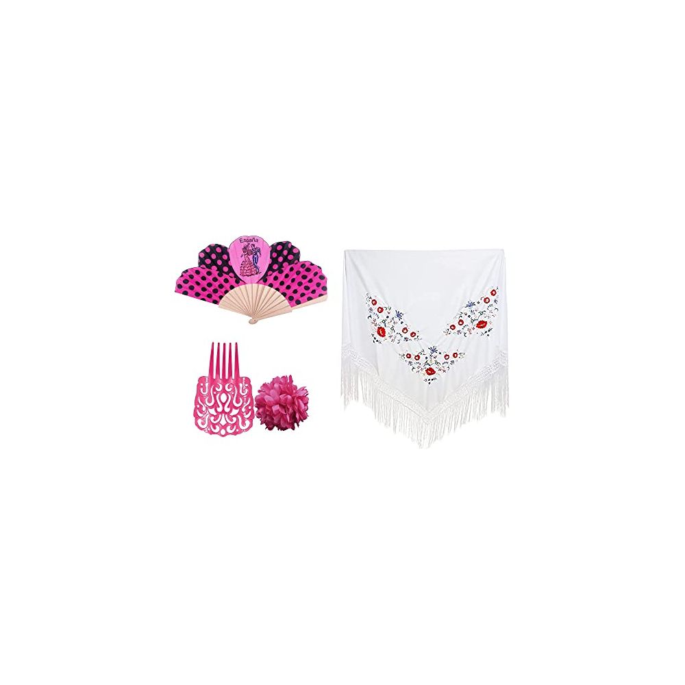 Pack de accesorios fucsia, estilo flamenco que añadirá un toque vintage a tu look es para  mujeres y niñas.  