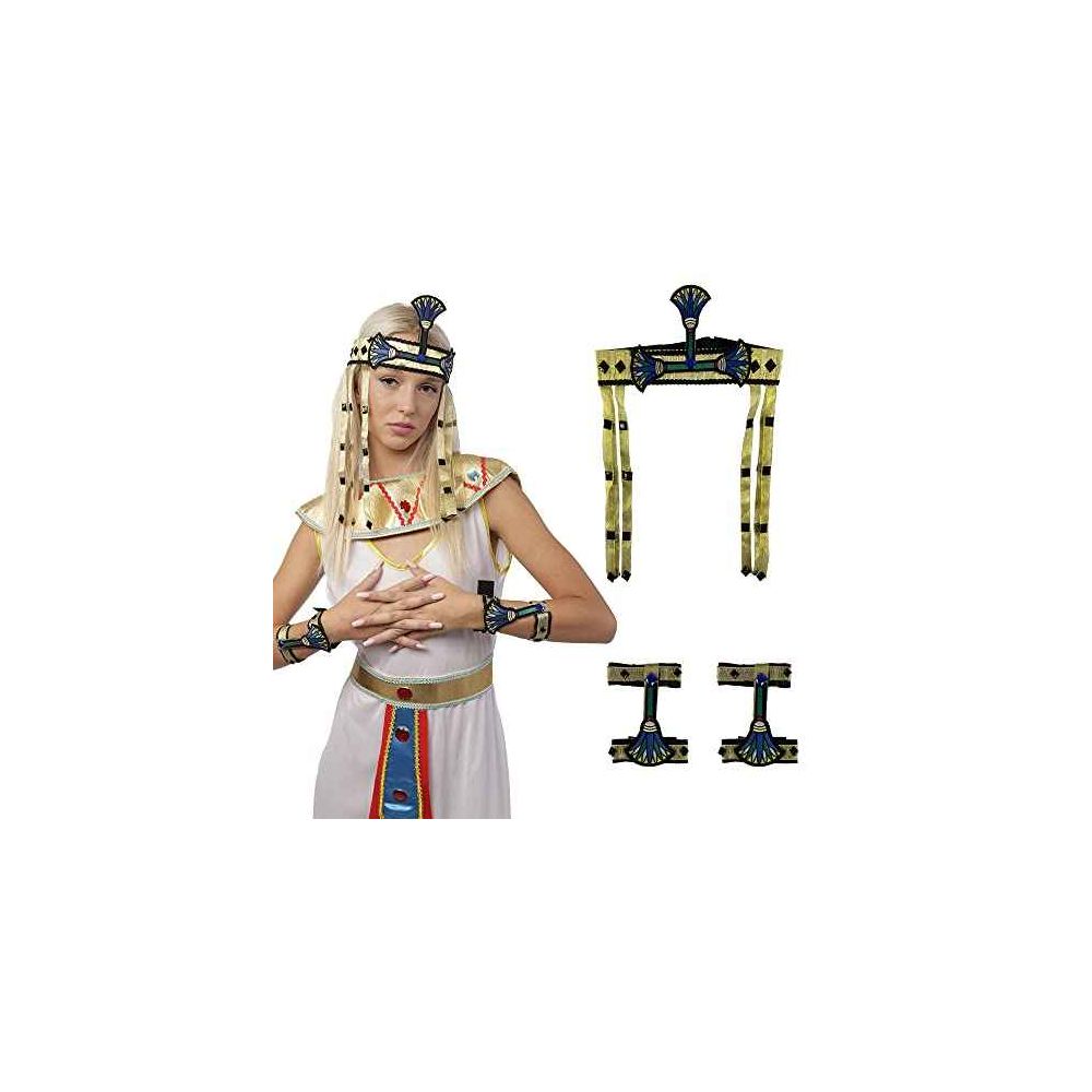 Diadema Egipcia Mujer y Pulsera para Disfraz Cleopatra Mujer, Accesorio de Corona Serpiente Medusa para Disfraces Egipcia