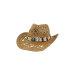 Sombrero Western adulto de papel tejido abierto con banda decorativa de cuentas, vista frontal