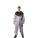 Disfraz de payaso adulto blanco y negro con rayas y lunares
