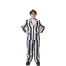 Disfraz infantil de Beetlejuice con chaqueta y pantalón de rayas blancas y negras, ideal para Halloween.