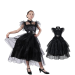 Vestido de gala infantil inspirado en Miércoles Addams