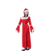 Disfraz de Navidad Mamá Noel mujer, vestido largo rojo, cinturón negro y gorro clásico con peluche blanco.