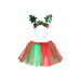 Set de Disfraz Navideño Infantil con Tutú Rojo y Verde y Diadema de Árbol de Navidad
