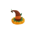 Sombrero de calabaza naranja con hojas verdes y detalles en rafia. Talla única para adulto. Ideal para disfraces de Halloween.