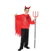 disfraz diablo completo con camiseta roja, pantalón, capa y cuernos, disfraz Halloween infantil sin tridente
