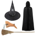 Pack completo de Bruja con capa, sombrero, nariz y escoba – Disfraz de bruja para Halloween y fiestas temáticas