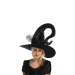 Sombrero negro de bruja con ala ancha y copa puntiaguda, talla única para adulto, ideal para disfraces de Halloween.