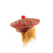 Sombrero escocés de fiesta con boina a rayas de colores y pelo naranja cosido, talla única para adulto, ideal para disfraces y celebraciones.