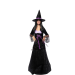 Disfraz Halloween bruja con sombrero, vestido de bruja con cancán, disfraz de hechicera mujer