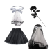 Pack de Accesorios para Novia Cadáver – Velo negro, tutú y rosa negra para Halloween.