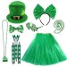 Disfraz de San Patricio para Hombre Mujer, Traje de Duende Irlandás en Diseño Trébol para Fiestas, Accesorios de Disfraces de Carnaval Halloween y Fiestas Temáticas