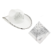 Sombrero blanco cowgirl con bandana estampada y detalles brillantes, ideal para adultos.