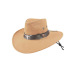 Sombrero vaquero Western con cinta en negro y marrón, adornado con un detalle de toro.